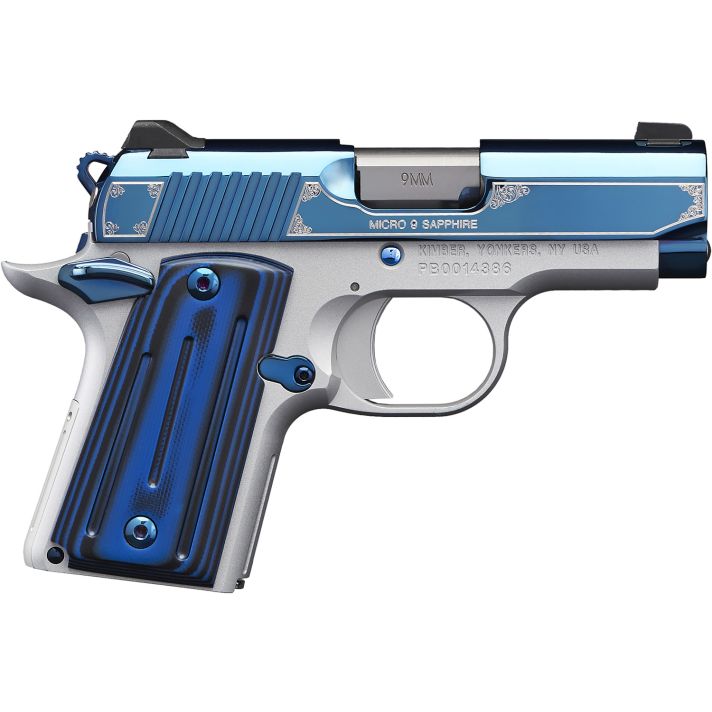 Kimber Mfg.,inc 3300111 Micro 9 Sapphire 9mm 6+1 3.15" Polished Bright Blue PVD Coating Stainless Steel Slide G-10 Grip