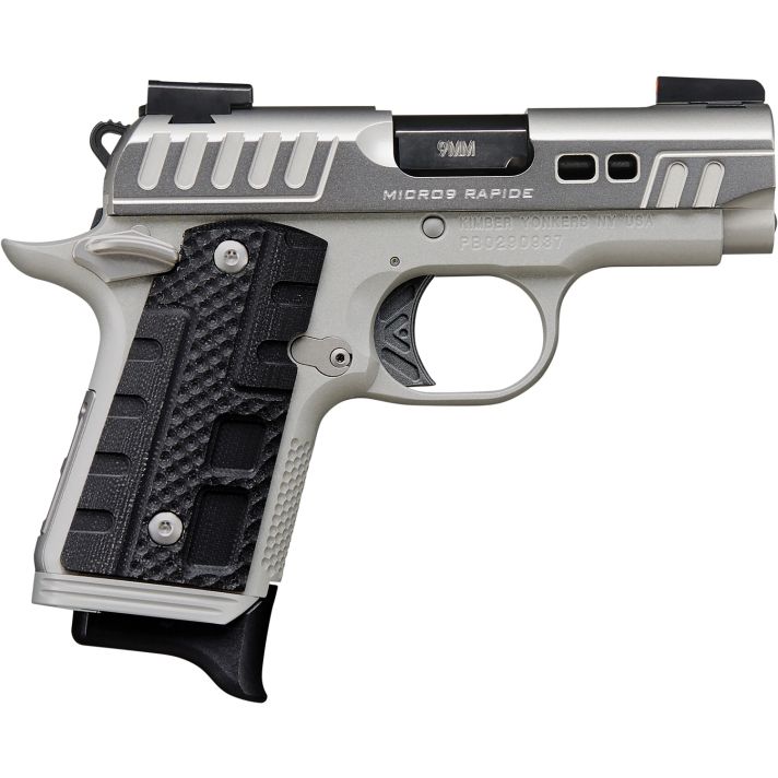 Kimber Mfg.,inc 3300223 Micro 9 Rapide Black Ice 9mm 7+1 3.15" Silver/Grey KimPro II Black G10 Grip