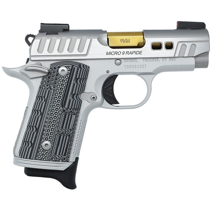 Kimber Mfg.,inc 3300230 Micro 9 Rapide Dawn 9mm 7+1 3.15" Brushed Stainless/Silver KimPro II Grey/Black G10 Grip