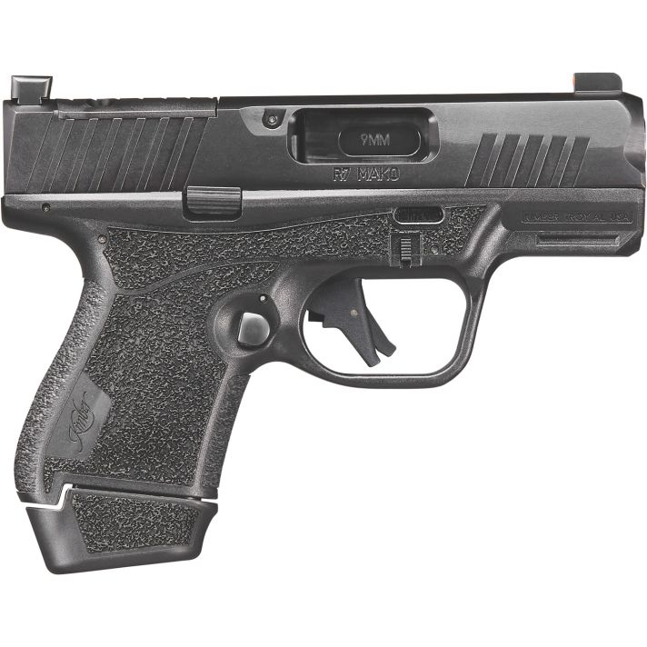 Kimber Mfg, Inc 3800034 R7 Mako Bundle Sub-Compact Frame 9mm Luger 15+1 3.37" Black DLC Match Grade Barrel, Black FNC Nitride Optic Ready/Serrated Stainless Steel Slide, Black Polymer Frame