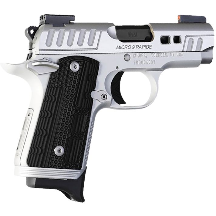 Kimber Mfg.,inc 3300237 Micro 9 Rapide Frost 9mm 7+1 3.15" Brushed Stainless/Silver KimPro II Black G10 Grip