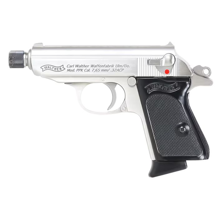Walther Arms 4796060 PPK32 ACP 6+1 3.30" Stainless Steel Threaded Barrel, Stainless Serrated Steel Slide, Stainless Steel Frame w/Beavertail, Textured Polymer Grip