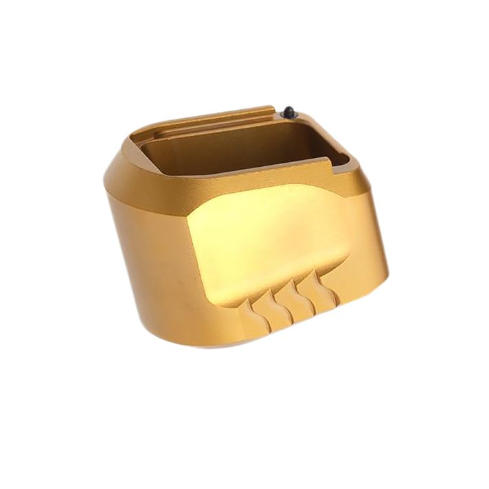 Tyrant CNC TDMPMAGEXFSGOLDMagazine Extension 9mm/40 S&W Fits S&W M&P Full-Size Black Aerospace Grade Aluminum