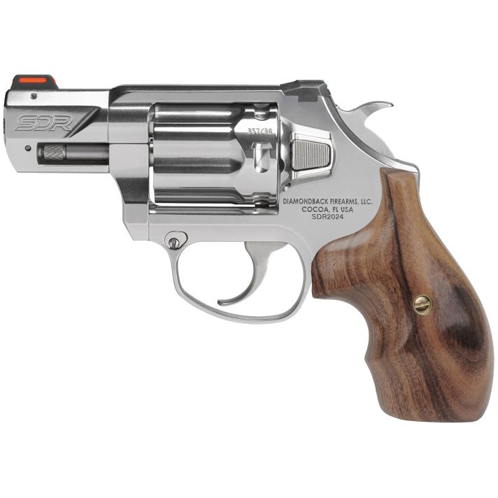 Diamondback DB075AS701 SDRExclusive Grip 357 Mag/38 Special +P 6 Shot Polished Stainless Steel Barrel, Stainless Steel Frame & Cylinder, Hogue Wood Grip