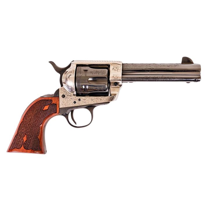 Cimarron PP400LSFW Frontier357 Mag 6 Shot 4.75" Blued Barrel, Blued Cylinder, Old Silver Engraved Frame, Checkered Walnut Grip