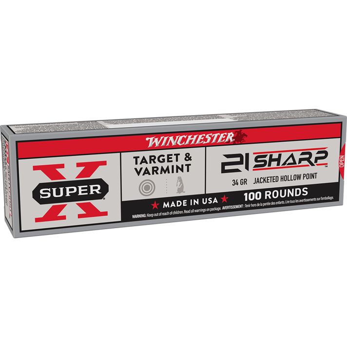 Winchester Ammo X21JHP Super X21Sharp 34gr Jacketed Hollow Point 100 Per Box/20 Case