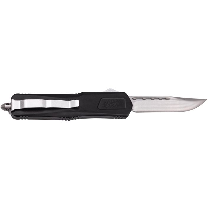 Great Lakes Firearms GLKMDSMTBLK GLFAMedium 3.50" OTF Plain Steel Blade, Black Cerakote Aluminum Handle