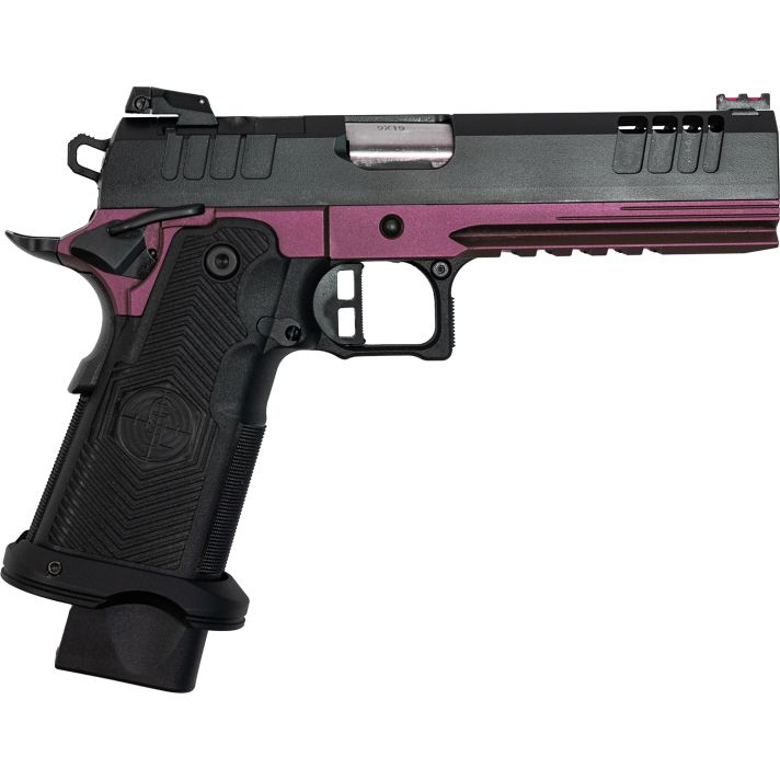 Great Lakes Firearms GL1911DS9FSSCHY 1911 DS Synergy 9mm Luger 20+1 5" Optic Cut/Serrated Cerakote Black Molded Grip Black Cherry Frame