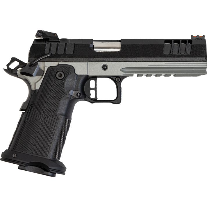 Great Lakes Firearms GL1911DS9FSSSRK 1911 DS Synergy 9mm Luger 20+1 5" Optic Cut/Serrated Cerakote Black Molded Grip Bull Shark Frame