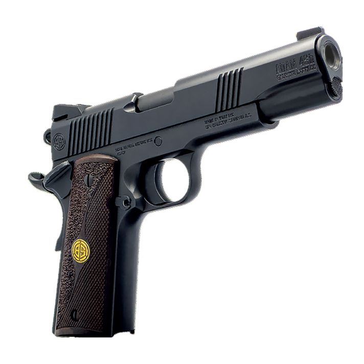 Dickinson LLC DCKSN45BB 1911 Adam 45 ACP 8+1 5" Black Steel Barrel, Black Serrated Aluminum Slide, Black Steel Frame, Wood Grip