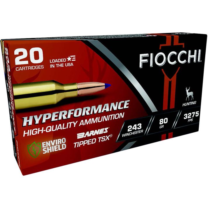 Fiocchi 243TTSX Hyperformance243Win 80gr Barnes Tipped TSX 20 Per Box/10 Case