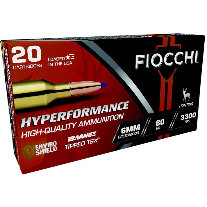 Fiocchi 6CMTT Hyperformance6mmCreedmoor 80gr Barnes Tipped TSX 20 Per Box/10 Case