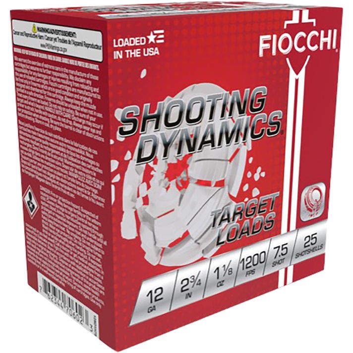 Fiocchi 12SD18H7 Shooting Dynamics Target 12Gauge 2.75" 1 1/8oz 7.5Shot 25 Per Box/10 Case