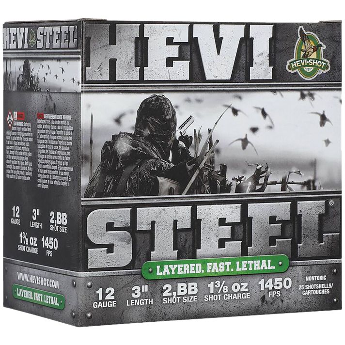 HEVI-Shot HS60288 HEVI-Steel Waterfowl 12Gauge 3" 1 3/8oz 2/BBShot 25 Per Box/10 Case