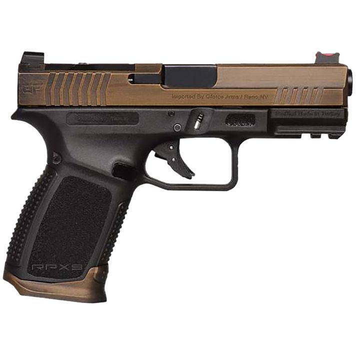 Gforce Arms GFRPX3C9BT Exodus9mm Luger 15+1 4.02" Black Steel Barrel, Bronze Cerakote Serrated Steel Slide, Black Cerakote Polymer Frame w/Accessory Rail, Black Textured Grip