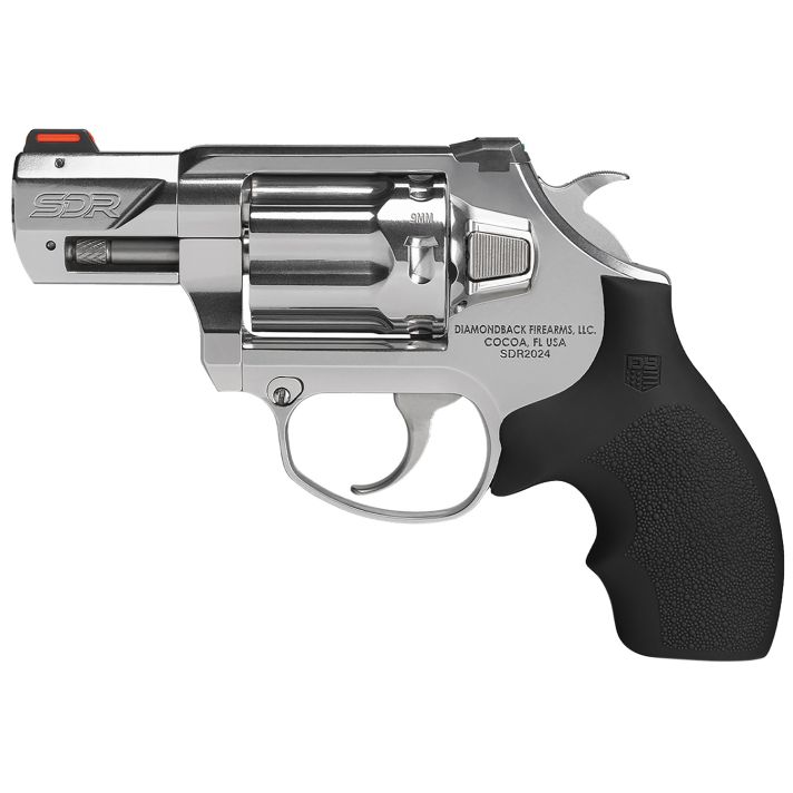 Diamondback DB0700P701 SDR9mm Luger 6Shot 3" Polished Stainless Steel Barrel, Cylinder & Frame, Black Hogue Rubber Grip, Exposed Hammer