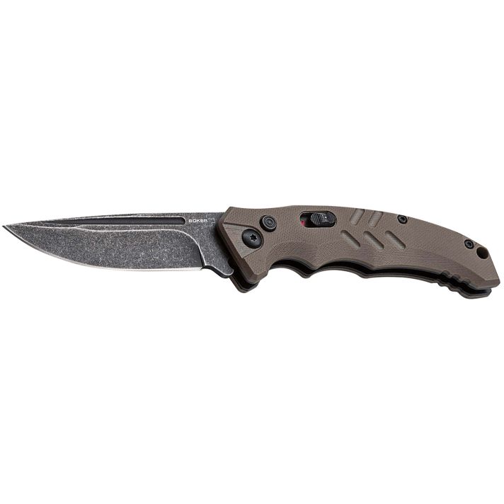 Boker 01BO483 Intention IIFolding Drop Point Plain D2 Steel Blade Brown G10 Handle