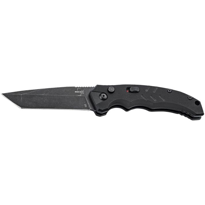 Boker 01BO797 Intention II3.07" Folding Tanto Plain D2 Steel Blade Black G10 Handle