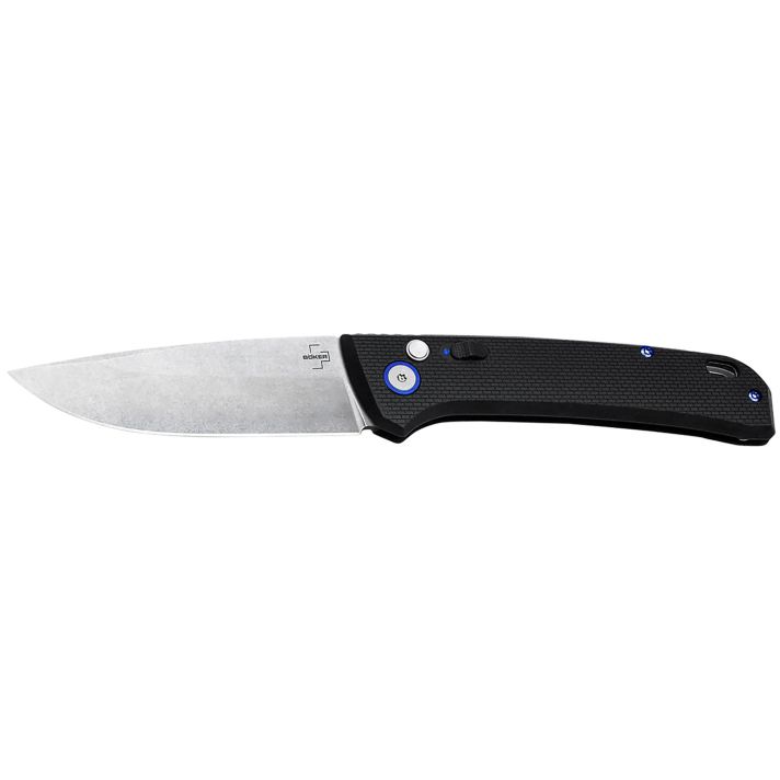 Boker 01BO920 FRND3.35" Drop Point Plain Stonewashed D2 Steel Blade 4.52" Black Grivory Handle