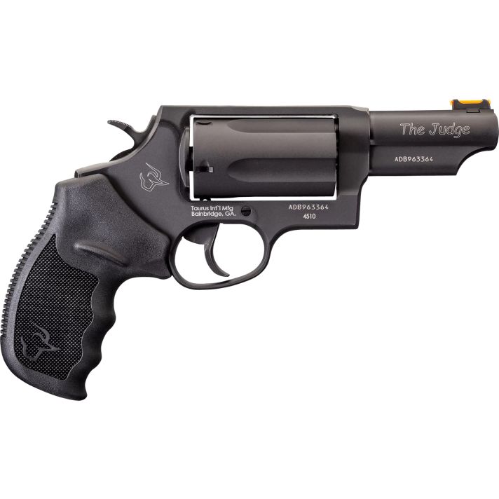 Taurus 2441031T Judge45 Colt (LC)/410 Bore 5rd 3" Matte Black Oxide Steel Barrel, Cylinder & Frame, Black Ribber Grip, Exposed Hammer