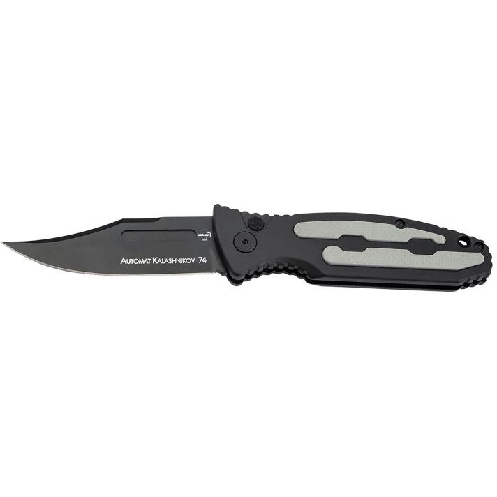 Boker 01KALS136Kalashnikov 3.35" Clip Point Plain Black D2 Steel Blade Black/Gray Aluminum Handle