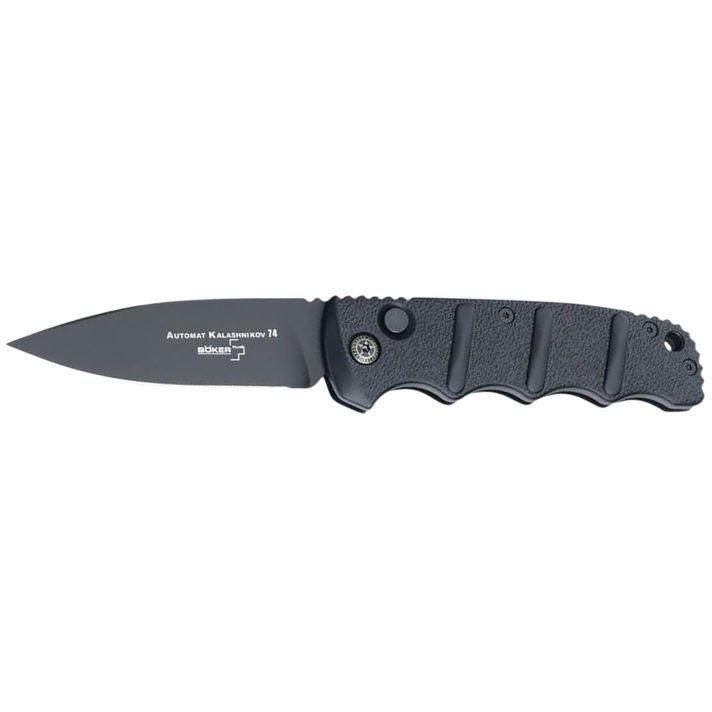 Boker 01KALS99Kalashnikov Pocket 3.35" Plain D2 Steel Blade Black Aluminum Handle