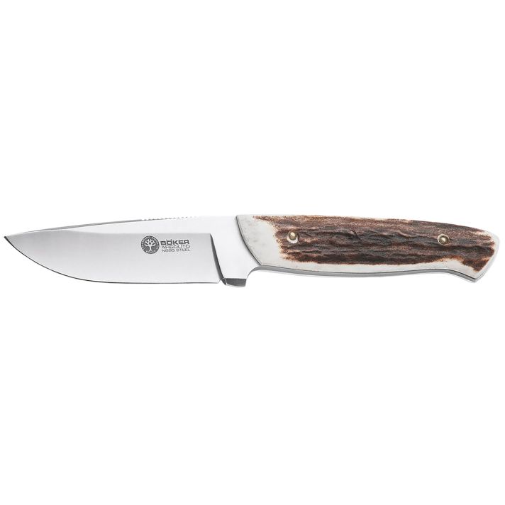 Boker 02BA319H Stag Hunter3.50" Drop Point Plain N695 Blade 4" Rugged Stag Handle