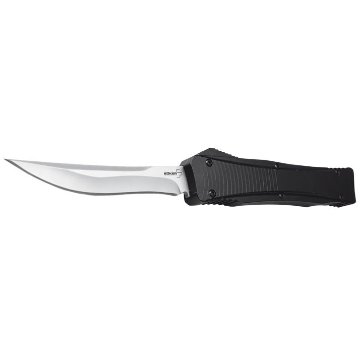 Boker 06EX243 3.35" Plain D2 Steel Blade Black Aluminum Handle