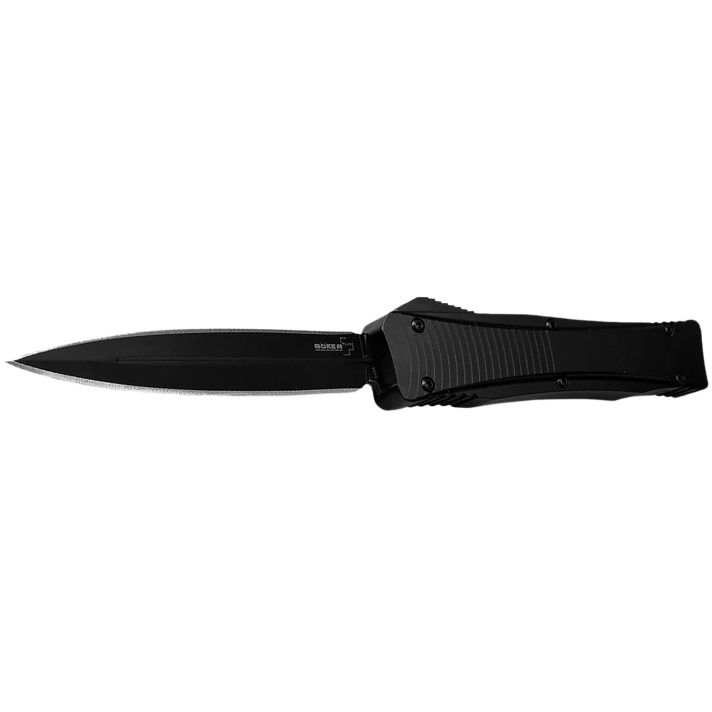 Boker 06EX244 3.39" Double Edge Dagger Plain Black D2 Steel Blade Aluminum Handle