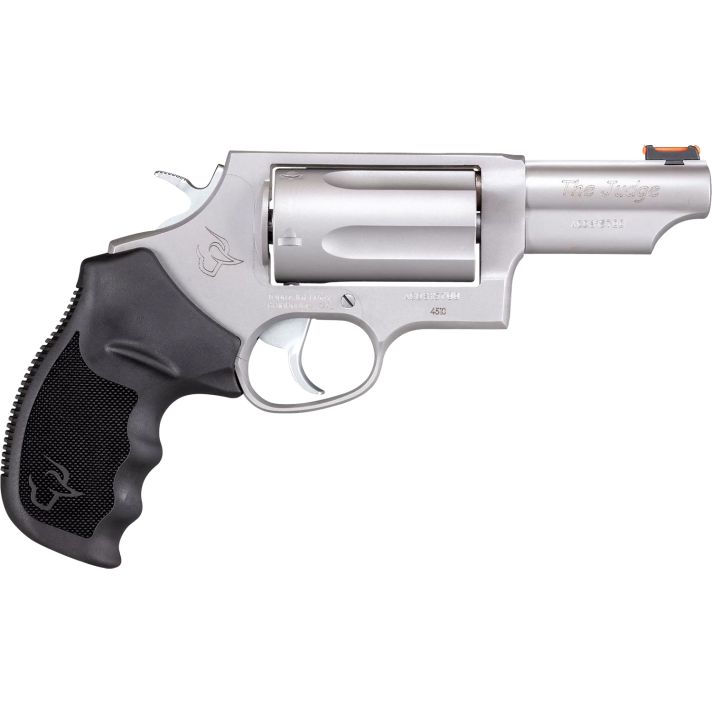 Taurus 2441039T JudgeCompact Frame 45 Colt (LC)/410 Bore 5rd 3" Matte Stainless Stainless Steel Barrel, Cylinder & Frame, Black Finger Groove Grip, Exposed Hammer