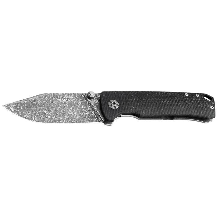 Boker 111103DAM Tiger-DamastPocket 3.35" Damascus Blade Micarta Handle