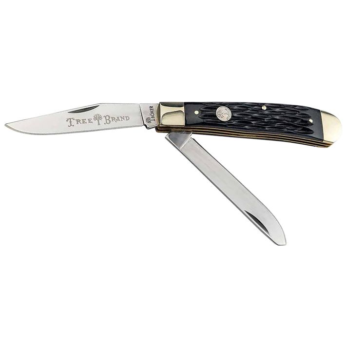 Boker 110824 Trapper 2.0 Clip Point/Spey Plain D2 Steel Blade Black Jigged Bone Handle