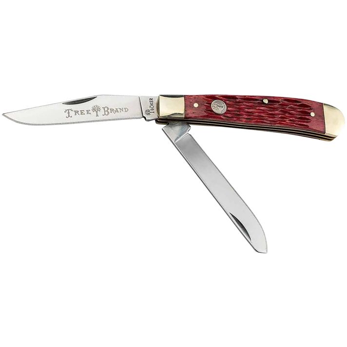 Boker 110825 Trapper 2.0 Clip Point/Spey Plain D2 Steel Blade Red Jigged Bone Handle