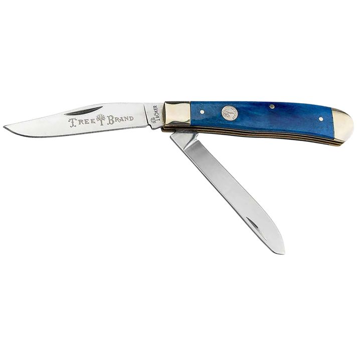 Boker 110828 Trapper 2.0 Clip Point/Spey Plain D2 Steel Blade Blue Jigged Bone Handle
