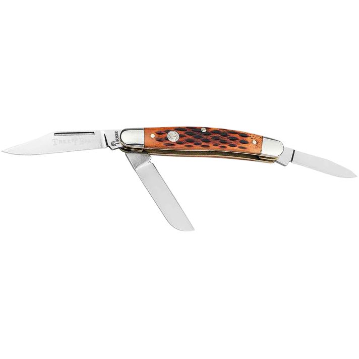 Boker 110852 Stockman Traditional Medium Clip Point/Sheepsfoot/Spey Plain D2 Steel Blade Brown Jigged Bone Handle