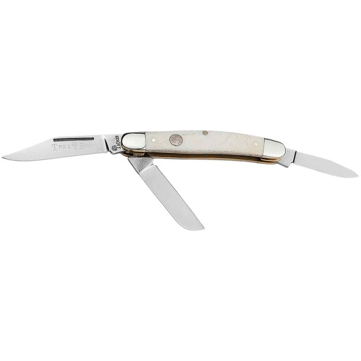 Boker 110854 Stockman Traditional Medium Clip Point/Sheepsfoot/Spey Plain D2 Steel Blade Smooth White Bone Handle