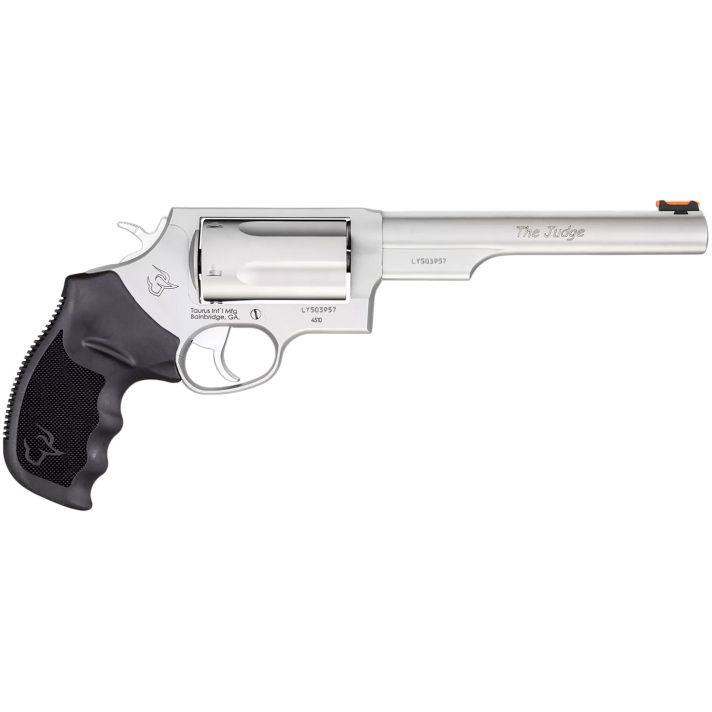 Taurus 2441069T JudgeCompact Frame 45 Colt (LC)/410 Bore 5rd, 6.50" Matte Stainless Stainless Steel Barrel, Cylinder & Frame, Black Finger Groove Grip, Exposed Hammer