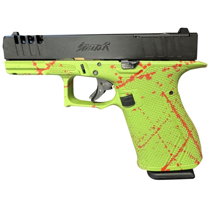 Great Lakes Firearms GL19SZOM StrikerCompact Frame 9mm Luger 15+1 4" Black Nitride Steel Barrel, Black Cerakote Serrated w/Slide Cuts Steel Slide, Zombie Cerakote Polymer Frame & Grip, Ambidextrous