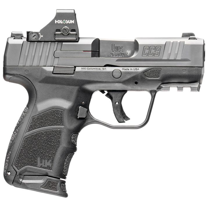 HK 81001132 CC99mm Luger 10+1 3.32" Black Polygonal Rifled Barrel, Optic Ready RMSc/407k Footprint/Serrated Steel Slide, Polymer Frame w/Picatinny Rail, Black Interchangeable Backstrap Grip