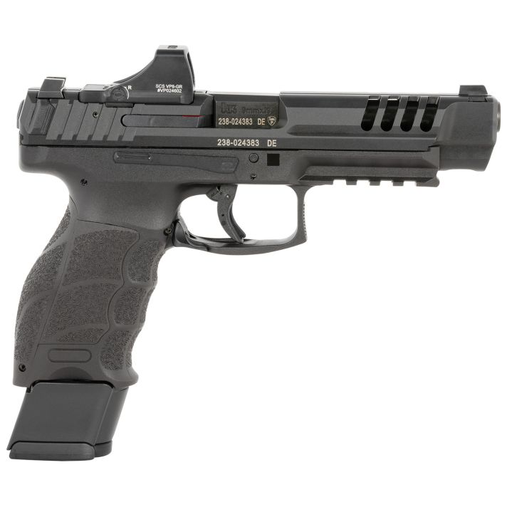HK 81000877 VP9L SCS 9mm Luger 20+1 5" Black Polygonal Rifled Barrel, Long/Lightening Cuts/Optic Cut SCS Steel Slide, Polymer Frame w/Picatinny Rail, Black Interchangeable Backstrap Grip