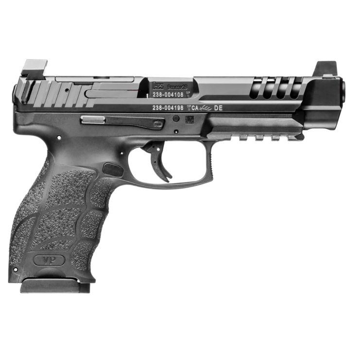 HK 81001157 VP9L9mm Luger 15+1 5" Black Polygonal Rifled Barrel, Long/Lightening Cuts/Optic Cut Steel Slide, Polymer Frame w/Picatinny Rail, Black Interchangeable Backstrap Grip