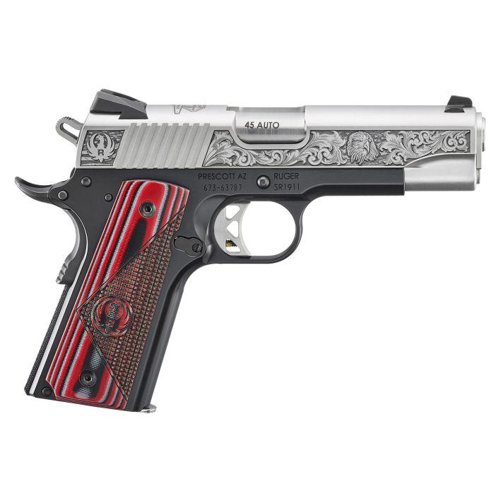 Ruger 16701 SR1911 Red Barn Street Edition 7+1 4.25" Low-Glare Stainless/Stainless Steel Slide Black Anodized Deluxe Checkered G10 Grip
