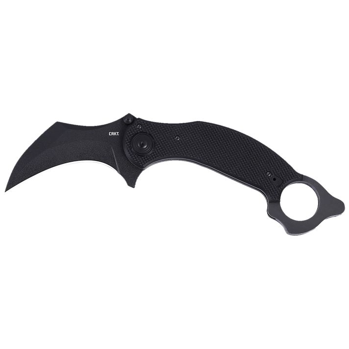 CRKT 2635 DU Hoc Deadbolt 3.62" Fixed Karambit Plain Black Powder Coated D2 Steel Blade, Black G10 Handle