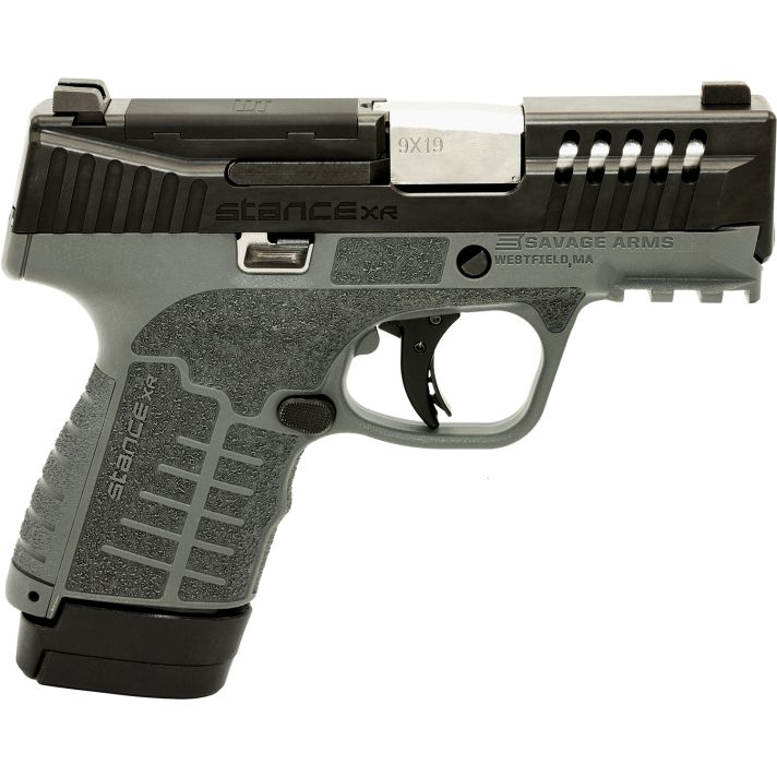 Savage Arms 67066 Stance XR Micro Frame 9mm Luger 13+1 3.20" Stainless Steel Barrel, Black Nitride Ported Steel Slide, Gray Stainless Steel Frame w/Picatinny Rail, Gray GFN Grip, Ambidextrous