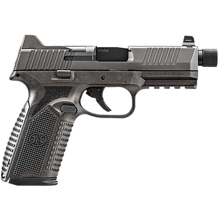 FN 66-101952 510 Tactical 10mm 22+1 4.71" Black Steel Threaded Barrel, Gray PVD Optic Cut/Serrated Stainless Steel Slide & Polymer Frame w/Picatinny Rail, Interchangeable Backstrap Grip