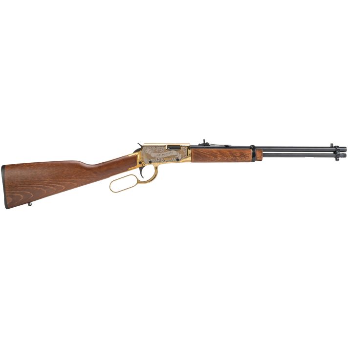 Rossi RL22181WDGDH Rio Bravo Doc Holiday 22 LR 15+1 18" Polished Black Oxide Alloy Steel Barrel, Gold Engraved Aluminum Receiver, Fixed Hardwood Stock