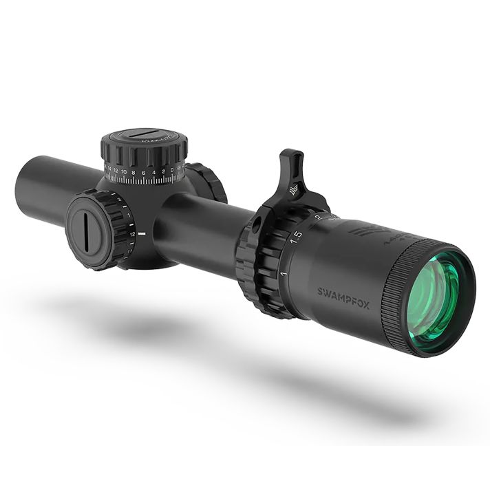 Swampfox Optics THK14241GF Tomahawk IIBlack 1-4x 24mm 30mm Tube Bright Fiber Optic Green Reticle