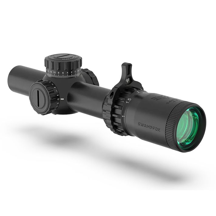 Swampfox Optics THK16241RF Tomahawk IIBlack 1-6x 24mm 30mm Tube Bright Fiber Optic Red Reticle