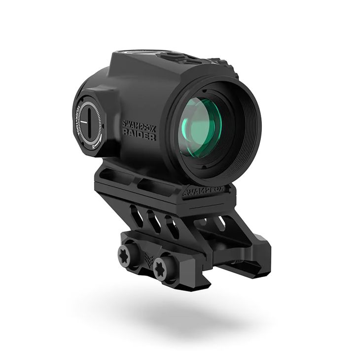 Swampfox Optics RMPS120GB Raider Micro Prism Black 1x 20mm Tube Bullet Rise Compensation Reticle Green Laser
