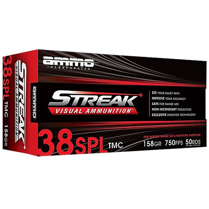 Ammo Inc 38158TMCSTRKRED50 Streak Visual (RED)38Special 158gr Total Metal Case 50 Per Box/20 Case